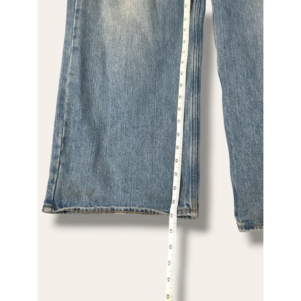 ASOS DESIGN Jeans Mens 34 30 Light Wash Relaxed Wide Leg Straight Distressed - Picture 8 of 9
